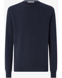 Corneliani - Dark Long-Sleeved Crew Neck Jumper Made From Wool And Cashmere - Lyst