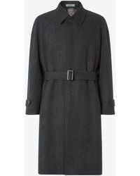 Corneliani - Dark Pure Wool Trench Coat - Lyst