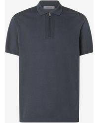 Corneliani - Anthracite Zipped Pure Cotton Polo Shirt - Lyst