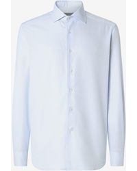 Corneliani - Light Textured Cotton Shirt With Herringbone Pattern - Lyst