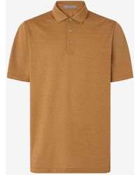 Corneliani - Mustard-Coloured Luxury Jersey Polo Shirt With Buttons - Lyst