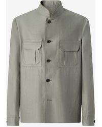 Corneliani - Linen Twill Khaki Overshirt - Lyst