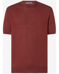 Corneliani - Burgundy Pure Linen Crew Neck Knitwear - Lyst