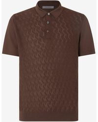 Corneliani - Silk And Cotton Crew Neck Polo - Lyst