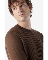 Corneliani - Tobacco Long-Sleeved Crew Neck Shirt Made From Pure Extra Fine Wool - Lyst