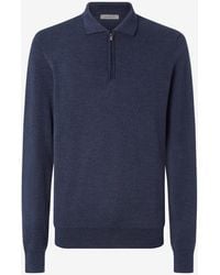 Corneliani - Long-Sleeved Zip-Up Polo Shirt Made From Pure Extra Fine Wool - Lyst