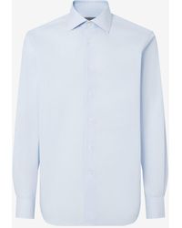 Corneliani - Camicia Con Microriga Bianca E Azzurra - Lyst