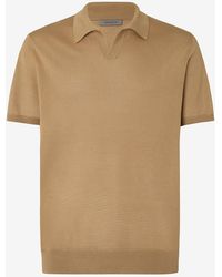Corneliani - Hazelnut-Colored Pure Silk Buttonless Polo - Lyst