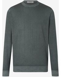 Corneliani - Dark Crew-Neck Pure Wool Knitwear - Lyst