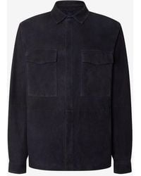 Corneliani - Suede Shirt Jacket With Concealed Buttons - Lyst