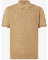 Corneliani - Silk And Cotton Crew Neck Polo - Lyst