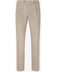 Corneliani - Single-Dart Trousers Made From Pure Linen Chambray - Lyst