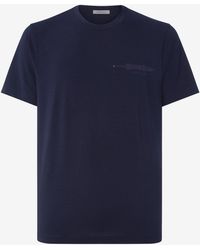 Corneliani - Cotton Pique Polo Shirt With Print On Chest - Lyst
