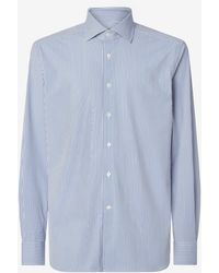 Corneliani - Camicia Bianca Con Bacchettina Blu - Lyst