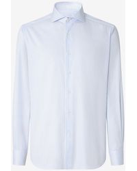Corneliani - Cotton Twill Shirt With Light And Stripe Design - Lyst
