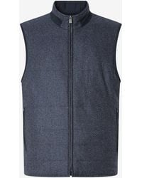 Corneliani - Dark Wool, Silk And Cashmere Gilet - Lyst