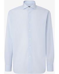 Corneliani - Camicia Con Riga Azzurra E Marrone - Lyst