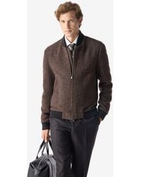 Corneliani - Dark Herringbone Technical Wool Bomber Jacket - Lyst