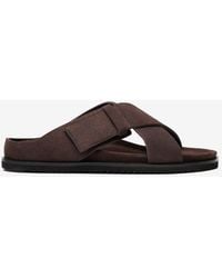 Corneliani - Dark Sandals With Suede Crossover Straps - Lyst