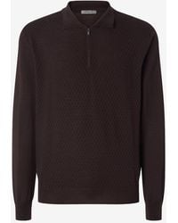 Corneliani - Dark Pure Merino Wool Zip-Up Polo Shirt - Lyst