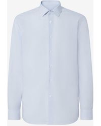 Corneliani - Camicia Con Microriga Bianca/Azzurra - Lyst