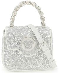 Versace - La Medusa Satin Handbag With Crystals - Lyst