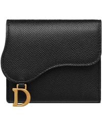 Dior - Saddle Lotus Wallet In Black Grained Calfskin - Lyst