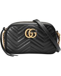 Gucci - gg Marmont Small Matelassé Zipped Leather Shoulder Bag Handbag - Lyst