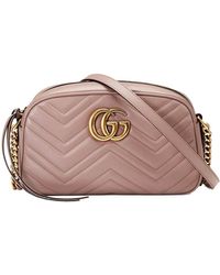 Gucci - GG Marmont Small Matelassé Zipped Dusty Pink Shoulder Bag - Lyst