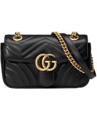 Gucci - GG Marmont Mini Matelassé Black Leather Shoulder Bag - Lyst
