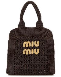 Miu Miu - Raffia-effect Woven Tote Bag - Lyst