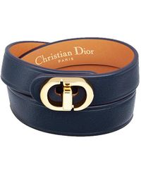 Dior - 30 Montaigne Double Bracelet In Indigo Blue Calfskin And Gold-finish Metal - Lyst