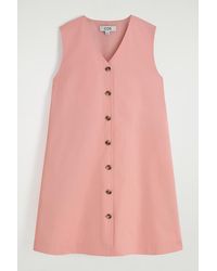 COS - Buttoned Pima Cotton Mini Dress - Lyst