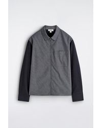 COS - Jersey-Panelled Checked Harrington Jacket - Lyst