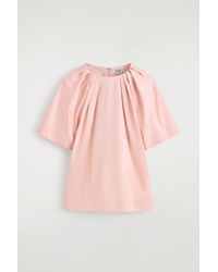 COS - Gathered Short-Sleeved Cotton Top - Lyst
