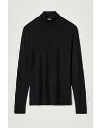 COS - Slim Wool-Jersey Roll-Neck Top - Lyst