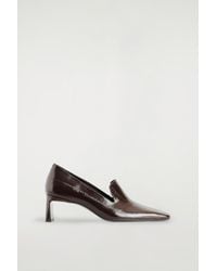 COS - Angular Leather Heeled Loafers - Lyst