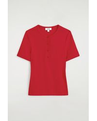COS - Ribbed Henley T-Shirt - Lyst