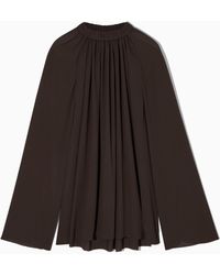 COS - Stand-collar Gathered Blouse - Lyst