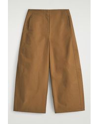 COS - Cropped Barrel-Leg Cotton Trousers - Lyst