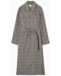 COS - Checked Utility Trench Coat - Lyst