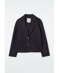 COS Boxy Double-faced Wool Jacket in Gray | Lyst