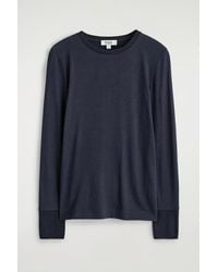 COS - Cotton Jersey Long-Sleeved Top - Lyst