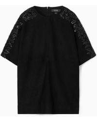 COS - Sequinned Suede T-shirt - Lyst
