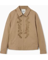 COS - Embroidered Floral Zip-up Overshirt - Lyst