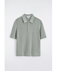 COS - Cable-Knit Cotton-Linen Polo Shirt - Lyst