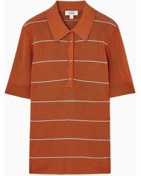 COS - Striped Knitted Polo Shirt - Lyst
