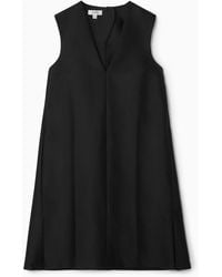 COS - Button-detail Wool-blend Dress - Lyst