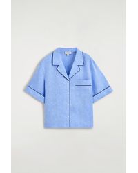 COS - Contrast-Piped Linen Resort Shirt - Lyst