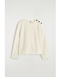 COS - Button-Detail Boiled-Wool Sweatshirt - Lyst
